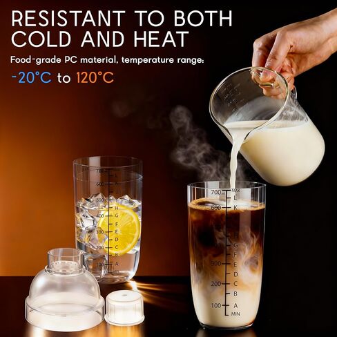 Plastic Cocktail Shaker with Measuring Scale 24oz (700ml), Leak-Proof & Shatter-Resistant Drink Mixer for Bartending, Protein Shakes, Iced Coffee & Milk Tea in Saudi Arabia