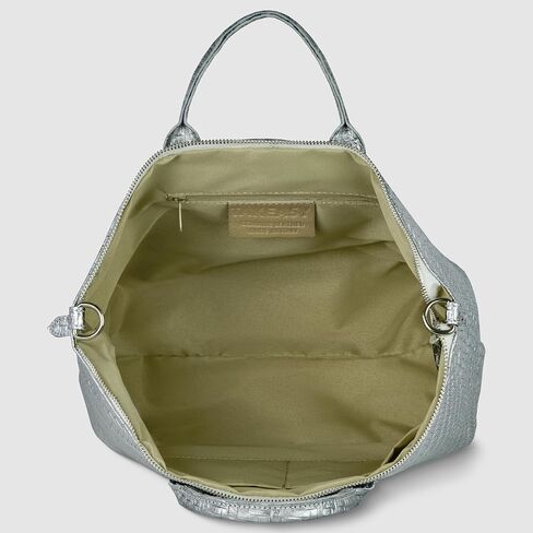 Italian Genuine Metallic Suede Tote Bag for Women with Adjustable Strap & Zip Top | Everyday Woven-Texture Purse in Saudi Arabia