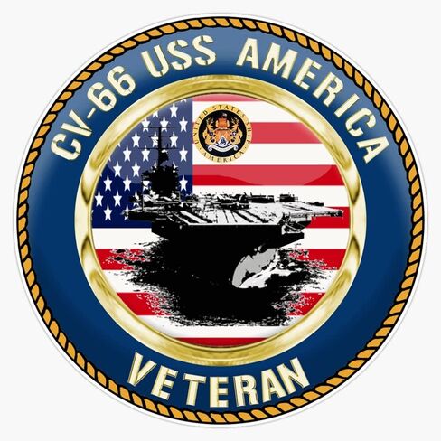 ملصق من الفينيل من HOF Trading Cv-66 USS America ملصق مضاد للماء لنافذة الكمبيوتر المحمول مقاس 5 بوصات (HOF-VETERAN-STICKERS-7450) in Saudi Arabia