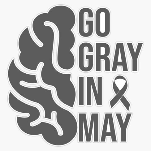 Go Gray in May, Brain Cancer Awareness, Gray Ribbon Sticker Vinyl Decal Car Laptop Wall Window Bumper Sticker 5" in Saudi Arabia