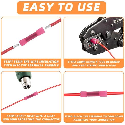 20PCS Heat Shrink Butt Wire Connectors 8AWG Insulated Waterproof Wire Connectors Electrical Automotive Marine Grade Wire Crimp Terminals Butt Splices for Home Electrical, Boat, Truck, Stereo in Saudi Arabia