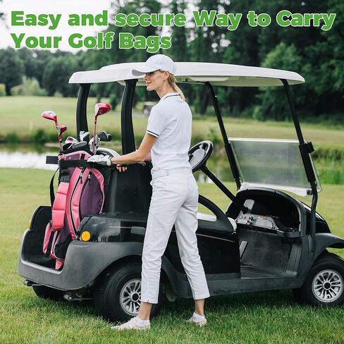 10L0L Golf Bag Attachment for Club Car Precedent 2004+ Gas & Electric Golf Carts 102504001, Golf Bag Holder Bracket Rack Assembly for Golf Cart Rear Seat(Not Include The Side Poles)- Black in Kuwait