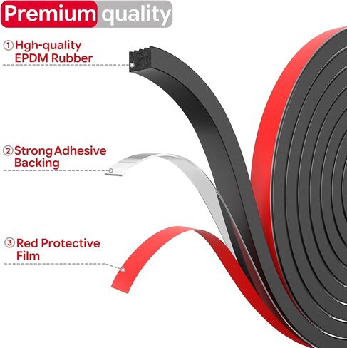 UIOCSSC 26Ft EPDM Rubber Weather Stripping Foam RV Door Seal Self-Adhesive Marine Hatch & RV Door Seal, Automotive Weatherstrip for Enclosed Trailer, Boat, Truck Bed & Home, W:0.625"; H:0.375" in Saudi Arabia