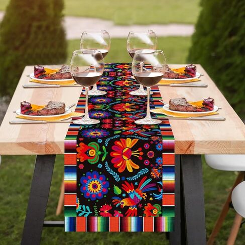 الكتان المكسيكي العيد الجدول عداء الديكور 72 × 13 بوصه طويلة الخامس من مايو ديا دي لوس Muertos العداءين مزرعة ريفي عداء يوم الموتى الديكور واللوازم للمطبخ الطعام ديكور المنزل الجدول in Saudi Arabia