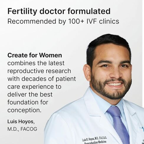 Create for Women | IVF-Doctor Formulated Fertility Gummy | 600mg CoQ10 + 27mg Iron + 1200mcg Folic Acid | Preconception & Egg Quality Support | Vegan & No Added Sugar (28 Day Supply) in Saudi Arabia