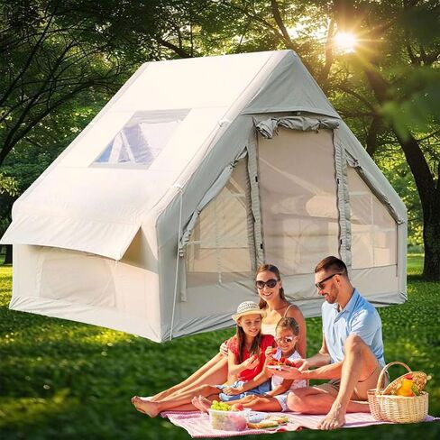 Inflatable Camping Tent with Pump,4-6 Person Waterproof Blow Up Air Tent for Camping Hiking,Easy to Set Up 4-Season Inflatable House Tent with Oversized Canopy. in Saudi Arabia
