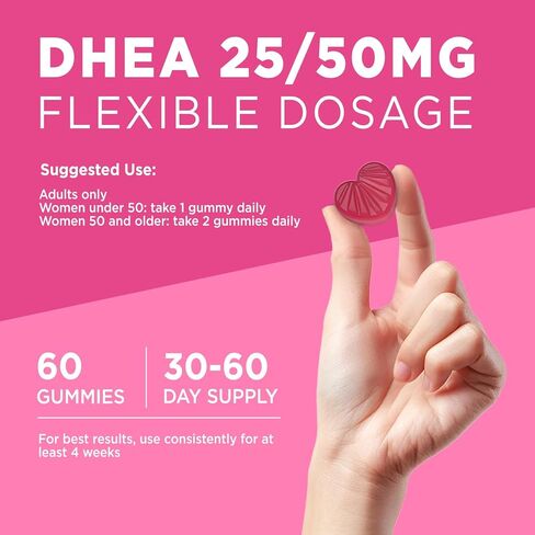 مكمل DHEA للنساء، DHEA 50 مجم مع أوميغا 3، مزيج المغنيسيوم ومضادات الأكسدة، يدعم توازن الهرمونات، الشيخوخة الصحية، المناعة والطاقة، DHEA 25 مجم لكل علكة، غير معدل وراثيًا، خالي من السكر، 60 قيراط in Saudi Arabia