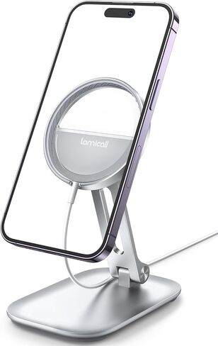 Lamicall Adjustable Cell Phone Stand, Desk Phone Holder, Cradle, Dock, Compatible with iPhone 15, 14, Plus, Pro, Pro Max, 13 12 X XS,4-8" Phones, Office Accessories, All Android Smartphone, Black in Saudi Arabia