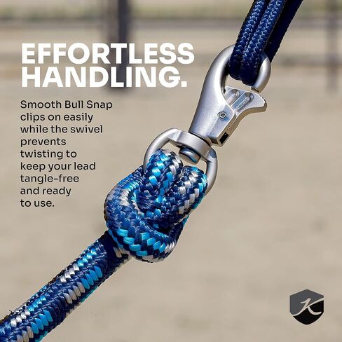 Kensington Clinician Equine Training Lead Rope – 10ft Heavy Duty Braided Horse Lead with Swivel Bull Snap | Color: Brown - Tan - White - Black w/Gold in Saudi Arabia