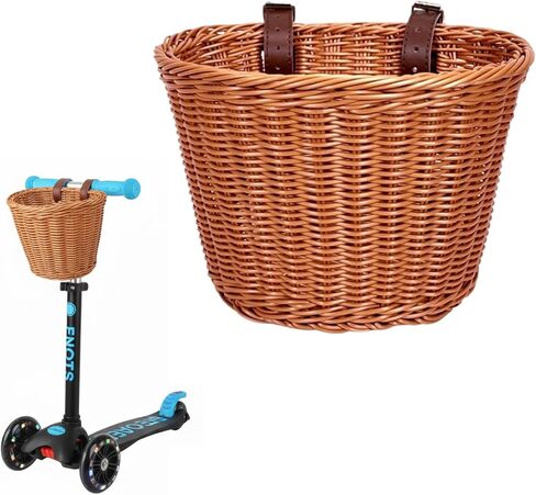 Bike Basket Kids Front, Hand-Woven Bicycle Front Basket, Multi-Color Boys Girls Front Bicycle Basket Tricycle Cruiser Bikes & Folding Bike Basket for Kids Adults in Saudi Arabia