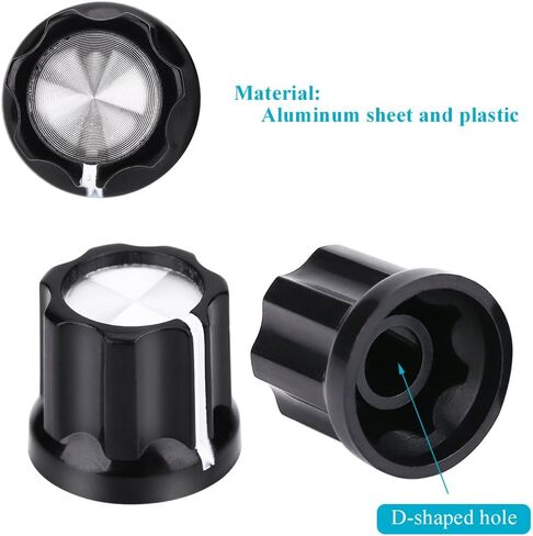 10-Pack 6mm D-Shaped Shaft Potentiometer Knobs for Guitar Bass Volume Control - Universal Control Panel Replacement Parts in Saudi Arabia