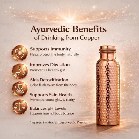 100% Pure Copper Water Bottle for Drinking – 34 oz – Extra Large, Hammered Ayurvedic Water Bottle, Handmade Leak-Proof Wide Mouth Design, Reusable & BPA-Free, Free Cleaning Brush in Saudi Arabia