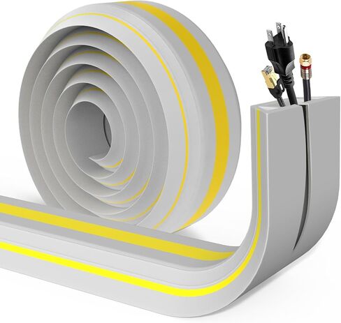 Eapele 10 ft Floor Cable Cover Protector, Heavy Duty PVC Duct Easy to Unroll, Prevent Trip Hazard for Home Office or Outdoor Settings in Kuwait