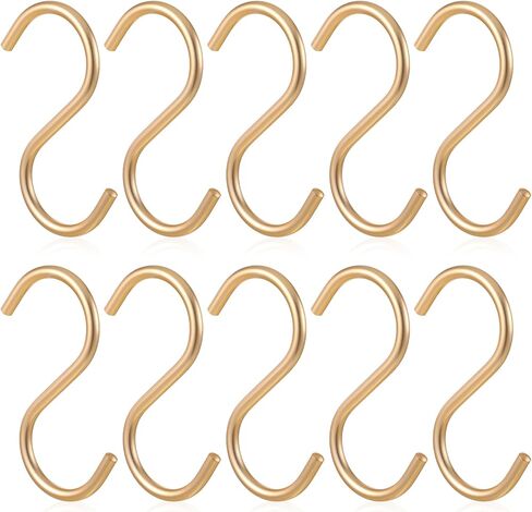 Gold S Hooks for Hanging, 10 Pieces Aluminum S Hooks Heavy Duty Curtain Shower Ornament Hook Large S-Shaped Jean Hook for Closet Plants Clothes Jeans Living Room Outdoors Hanging in Kuwait