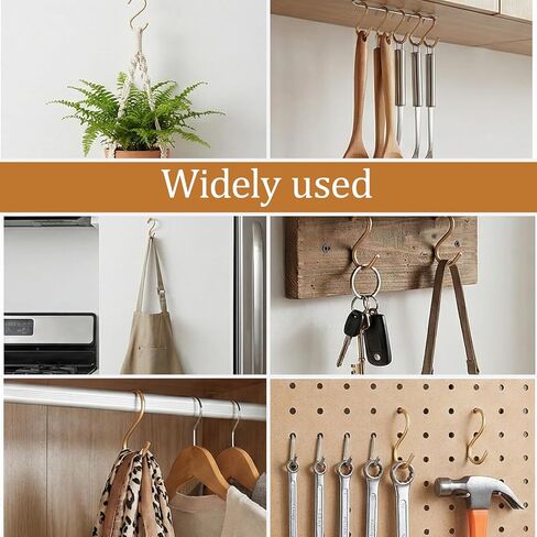 Gold S Hooks for Hanging, 10 Pieces Aluminum S Hooks Heavy Duty Curtain Shower Ornament Hook Large S-Shaped Jean Hook for Closet Plants Clothes Jeans Living Room Outdoors Hanging in Kuwait
