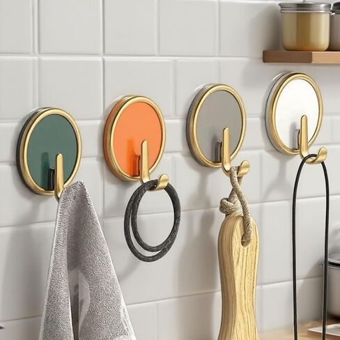 4Pcs Adhesive Wall Hooks Modern Round Stick On No Drill Peel and Stick Reusable Hooks for Bathroom and Closet in Saudi Arabia