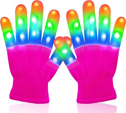 Gifts for 4 5 6 7 8 9 Year Old, LED Gloves Birthday Gifts for Boys Girls Age 3-10 Easter for 5-10 Year Old Girls Boys Stocking Stuffers - Black in Saudi Arabia