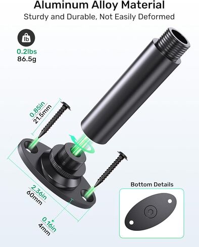 Microphone Wall Mount Bracket with Ball Head, 360° Swivel Mic Mount with 5/8"-27, 1/4" & 3/8" Screw Adapters, Flange & Ceiling Mount for Mics, Webcams and Lights, Ideal for Studio, Podcasting, Church in Saudi Arabia