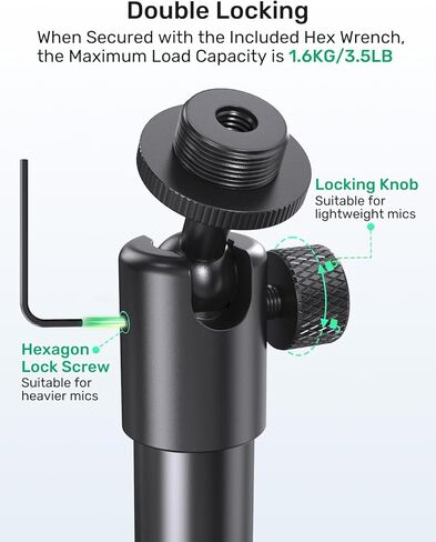 Microphone Wall Mount Bracket with Ball Head, 360° Swivel Mic Mount with 5/8"-27, 1/4" & 3/8" Screw Adapters, Flange & Ceiling Mount for Mics, Webcams and Lights, Ideal for Studio, Podcasting, Church in Saudi Arabia