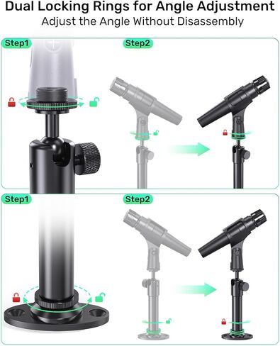 Microphone Wall Mount Bracket with Ball Head, 360° Swivel Mic Mount with 5/8"-27, 1/4" & 3/8" Screw Adapters, Flange & Ceiling Mount for Mics, Webcams and Lights, Ideal for Studio, Podcasting, Church in Saudi Arabia