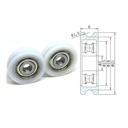 10 Pieces 21mm Outer Diameter White Delrin U-Shaped Nylon Coated Roller with 625Z Bearing BSU62521-6 POM 3mm Curved Track Guide Wheel in Saudi Arabia