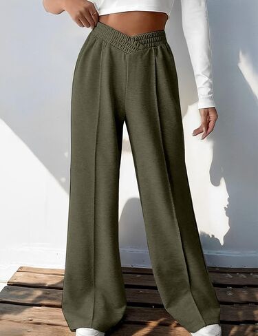 Women’s Wide Leg Casual Pants High Waisted Lounge Sweatpants Crossover Waist Comfy Fashion Yoga Bottoms in Saudi Arabia