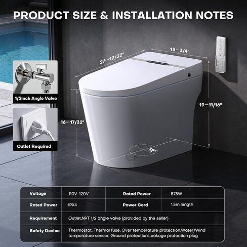 Smart Toilet,Smart Toilet with Bidet Built in,Auto Open Close, Foot Sensor, 1000 MaP Auto Flushing, Artistic Lighting,Smart Heated Seat,Air Dryer, Digital Display in Saudi Arabia