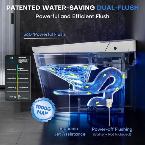 Smart Toilet,Smart Toilet with Bidet Built in,Auto Open Close, Foot Sensor, 1000 MaP Auto Flushing, Artistic Lighting,Smart Heated Seat,Air Dryer, Digital Display in Saudi Arabia