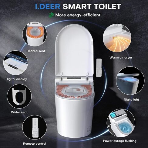 Smart Toilet,Smart Toilet with Bidet Built in,Auto Open Close, Foot Sensor, 1000 MaP Auto Flushing, Artistic Lighting,Smart Heated Seat,Air Dryer, Digital Display in Saudi Arabia