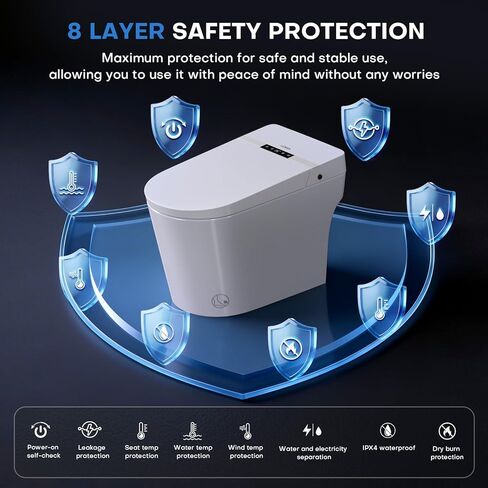 Smart Toilet,Smart Toilet with Bidet Built in,Auto Open Close, Foot Sensor, 1000 MaP Auto Flushing, Artistic Lighting,Smart Heated Seat,Air Dryer, Digital Display in Saudi Arabia