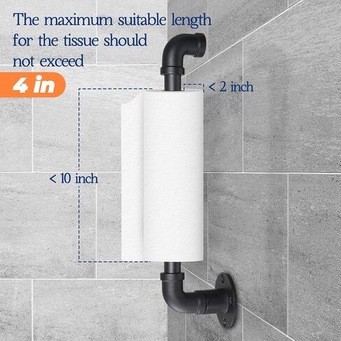 BeBecome Farmhouse Toilet Paper Holder, Rustic Industrial Pipe Toilet Paper Roll Holder, Wall Mounted Iron Tissue Holder for Western Bathroom Decor, Vintage Farmhouse Style (Long) in Saudi Arabia