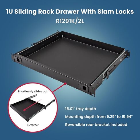 درج رف منزلق Penn Elcom R1291K/2L (1U) مع قفلين (لرفوف الصوت، والمسارح المنزلية، وتكنولوجيا المعلومات)، وعمق 15 بوصة in Saudi Arabia