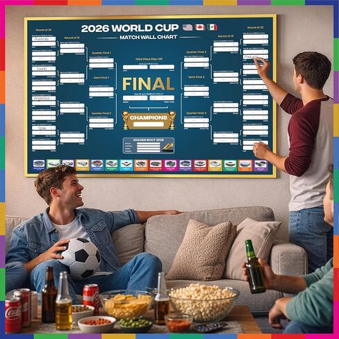 World Cup Bracket Poster 2026 | A1 Size 2026 World Cup Soccer Poster with US Kick Off Times, Fixtures, Stadiums & Host Cities | World Cup Wall Chart, Folded in Protective Envelope in Saudi Arabia