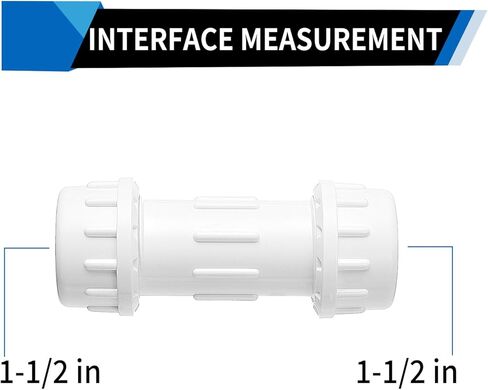 DONWARE 11/2-inch PVC Compression Coupling, Pipe Fittings Adapter Connection, Quick Union Connecting Piping and Repairs of PVC Pipe, NSF Schedule 40 ASTM D2466 White in Saudi Arabia