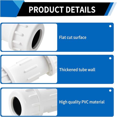 DONWARE 11/2-inch PVC Compression Coupling, Pipe Fittings Adapter Connection, Quick Union Connecting Piping and Repairs of PVC Pipe, NSF Schedule 40 ASTM D2466 White in Saudi Arabia