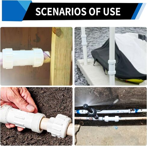 DONWARE 11/2-inch PVC Compression Coupling, Pipe Fittings Adapter Connection, Quick Union Connecting Piping and Repairs of PVC Pipe, NSF Schedule 40 ASTM D2466 White in Saudi Arabia