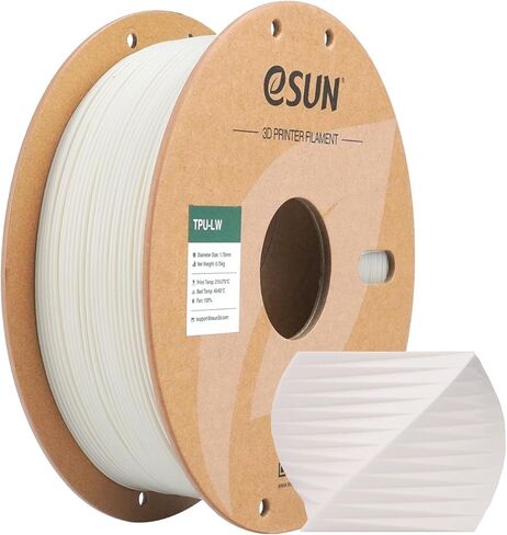 eSUN TPU LW Flexible 3D Printer Filament, 1.75mm 0.75KG Spool High Resilience Lightweight Foaming Matte Finish Soft TPU Filament for 3D Printers, Grey in Saudi Arabia