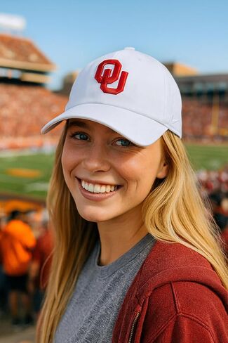 Officially Licensed Oklahoma University White/Crimson Clean Up Hat Classic Relaxed Fit Adjustable Embroidered Team Logo Sports Cap in Saudi Arabia
