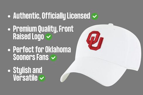 Officially Licensed Oklahoma University White/Crimson Clean Up Hat Classic Relaxed Fit Adjustable Embroidered Team Logo Sports Cap in Saudi Arabia