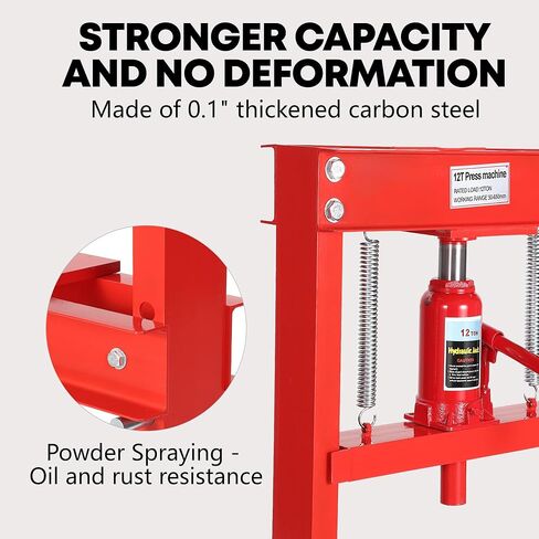 Garvee 12 Ton Hydraulic H-Frame Shop Press with Adjustable Table and Stamping Plates for Auto Repair Garage, Red in Saudi Arabia