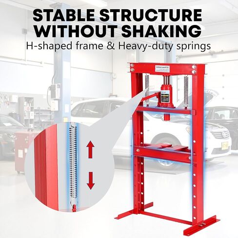 Garvee 12 Ton Hydraulic H-Frame Shop Press with Adjustable Table and Stamping Plates for Auto Repair Garage, Red in Saudi Arabia
