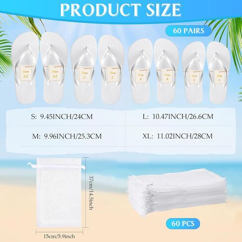 شباشب Bonuci Flip Flops السائبة لحفلات الزفاف والمنتجعات الصحية مع بطاقات الحجم وحقائب برباط لحفلات الزفاف in Saudi Arabia
