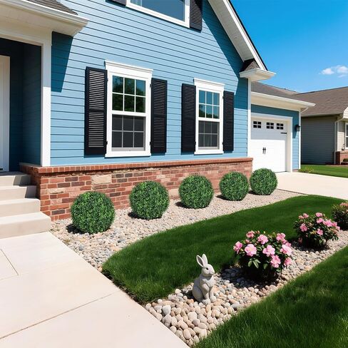 25.6" Artificial Boxwood Topiary Tree with Ground Spike – UV Resistant Faux Outdoor Plant for Front Porch Decor – Realistic Fake Greenery Bush & Shrubs for Garden, Yard & Planter Fillers in Saudi Arabia