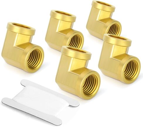GASHER 5pcs 90 Degree Barstock Street Elbow, 1/4 Inch NPT Female Pipe to 1/4 Inch NPT Female Brass Pipe Fitting in Saudi Arabia