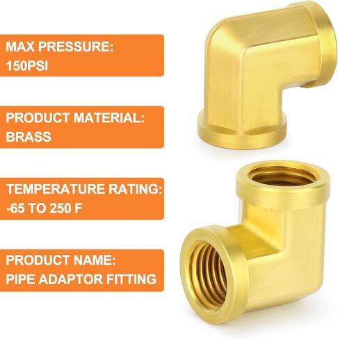 GASHER 5pcs 90 Degree Barstock Street Elbow, 1/4 Inch NPT Female Pipe to 1/4 Inch NPT Female Brass Pipe Fitting in Saudi Arabia