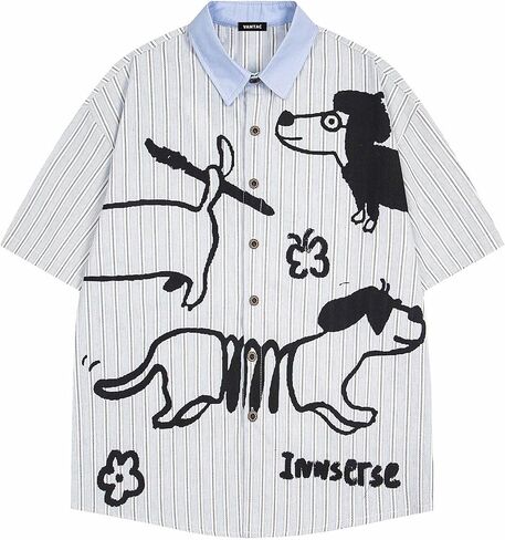 Vamtac Mens Button Down Shirts Weiner Dog Shirt Loose Casual T-Shirt 2025 Novelty Tops Y2k Trendy Graphic Streetwear in Saudi Arabia