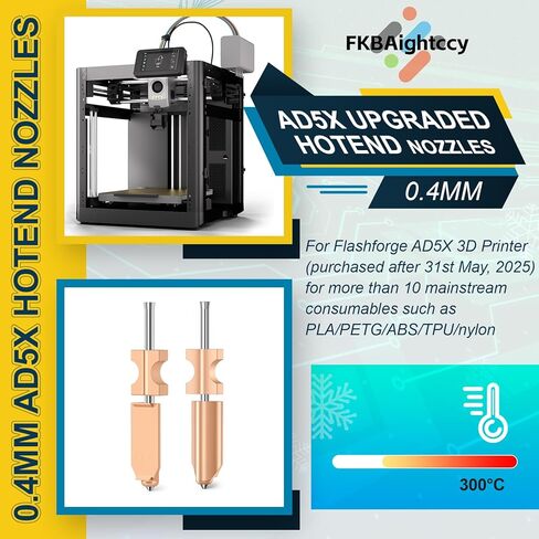2 حزمة من فوهات Hotend مقاس 0.4 مم لطابعة Flashforge AD5X ثلاثية الأبعاد، فوهات Hotend سريعة الانفصال لاستبدال رأس الطباعة بسرعة AD5X مع عبوتين من جوارب السيليكون و2 حزمة من فرش الفوهة in Kuwait