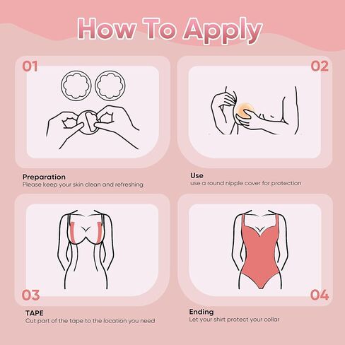 Boob Tape Kit, Invisible Nipple Covers,Fashion Tape Set,Reusable Silicone Nipple Pasties,Boob tape for A-G(Beige) in Saudi Arabia