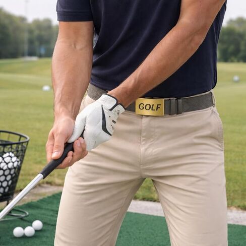 CauraCo Golf Belt Genuine Leather With Gold Buckle Included Ball Marker For Mens Womens Golfers Golfing Shorts And Long Pants in Saudi Arabia