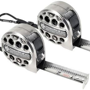 2 Pcs 7.5M/25FT Stainless Steel Measuring Tape, Retractable Metric Ruler Self-Lock Hollow Design Tape Measure, Double Side Scale Measurement Tapes Anti-Fall Titanium Tape Measure for Woodworking in Kuwait
